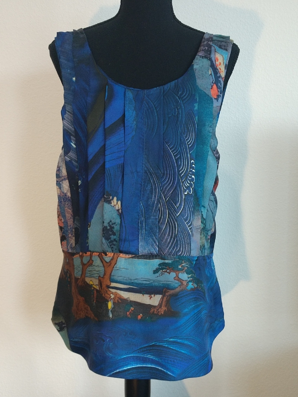 Rochas Blue Patterned Sleeveless Camisole